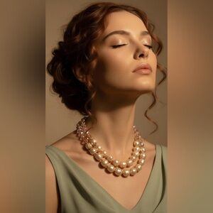 Vintage Signed Vendome Pearl and Pink Beaded Double Strand Necklace